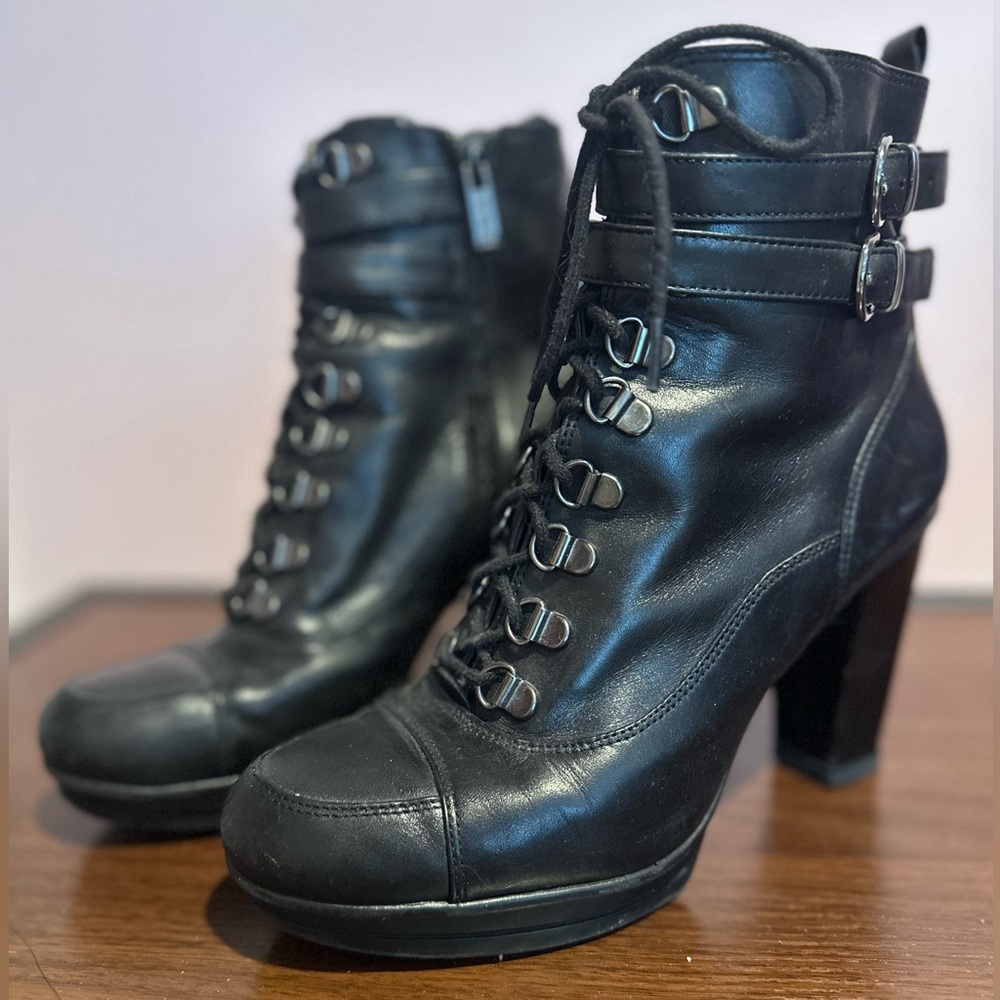 Kenneth Cole Reaction Heeled Combat Boots - 7.5